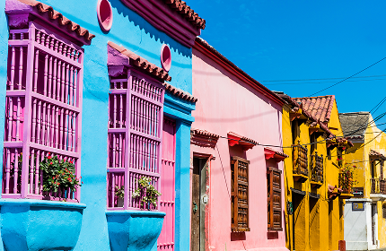 case colorate del quartiere Getsemani, Cartagena, Colombia