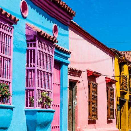 case colorate del quartiere Getsemani di Cartagena, Colombia