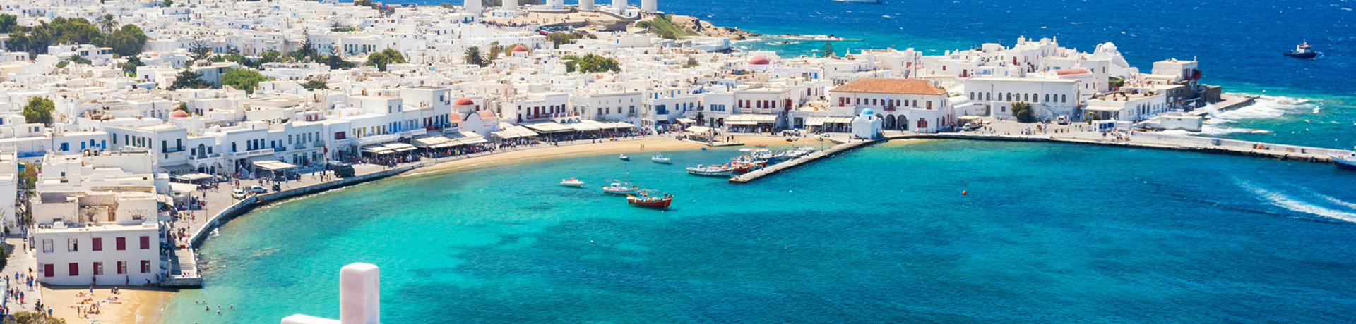 Vista sull'isola di Mykonos, Cicladi, Grecia