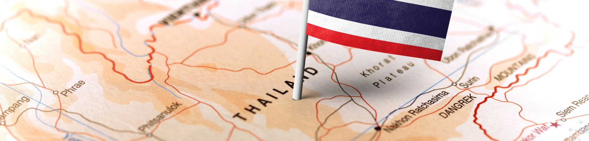 mappa della Thailandia con i confini geografici.